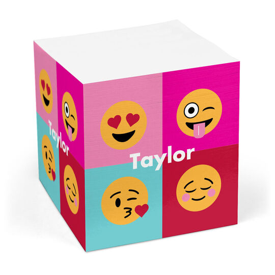 Pink Emoji Sticky Memo Cube